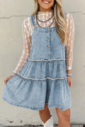 Dusk Blue Light Wash Tiered Flowy Overall Denim Dress